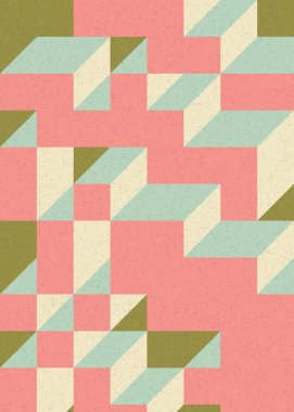 Soyut geometrik arkaplan. Edward Zajecs 2. Cubo 'nun 1971' deki uygulaması. Esasen 8 taştan oluşan bir Truchet fayans seti ve yerleştirme sanatı illüstrasyonu için kurallar 