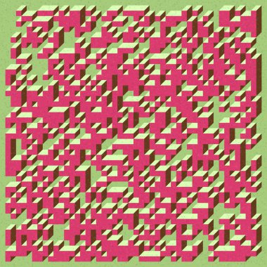 Soyut geometrik arkaplan. Edward Zajecs 2. Cubo 'nun 1971' deki uygulaması. Esasen 8 taştan oluşan bir Truchet fayans seti ve yerleştirme sanatı illüstrasyonu için kurallar 