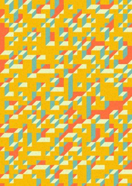 Soyut geometrik arkaplan. Edward Zajecs 2. Cubo 'nun 1971' deki uygulaması. Esasen 8 taştan oluşan bir Truchet fayans seti ve yerleştirme sanatı illüstrasyonu için kurallar 