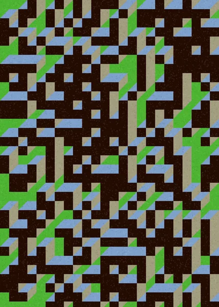 Soyut geometrik arkaplan. Edward Zajecs 2. Cubo 'nun 1971' deki uygulaması. Esasen 8 taştan oluşan bir Truchet fayans seti ve yerleştirme sanatı illüstrasyonu için kurallar 