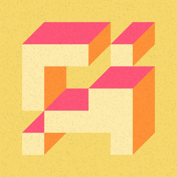 Soyut geometrik arkaplan. Edward Zajecs 2. Cubo 'nun 1971' deki uygulaması. Esasen 8 taştan oluşan bir Truchet fayans seti ve yerleştirme sanatı illüstrasyonu için kurallar 