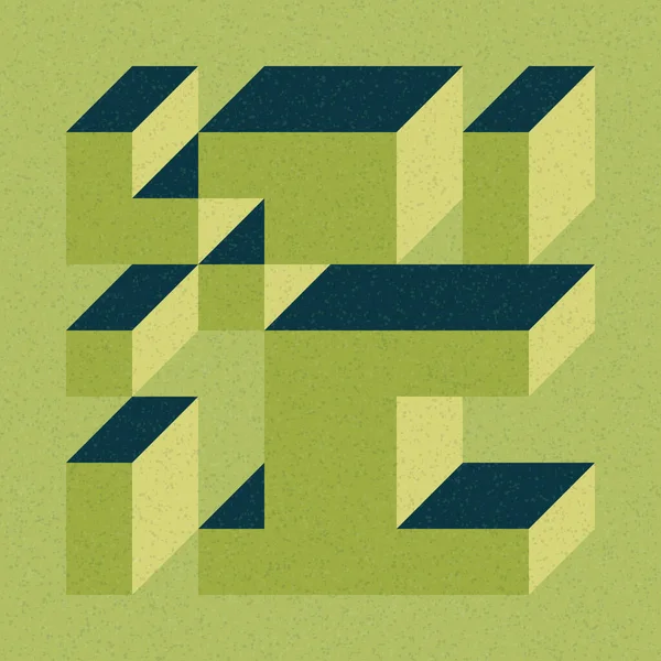 Soyut geometrik arkaplan. Edward Zajecs 2. Cubo 'nun 1971' deki uygulaması. Esasen 8 taştan oluşan bir Truchet fayans seti ve yerleştirme sanatı illüstrasyonu için kurallar 