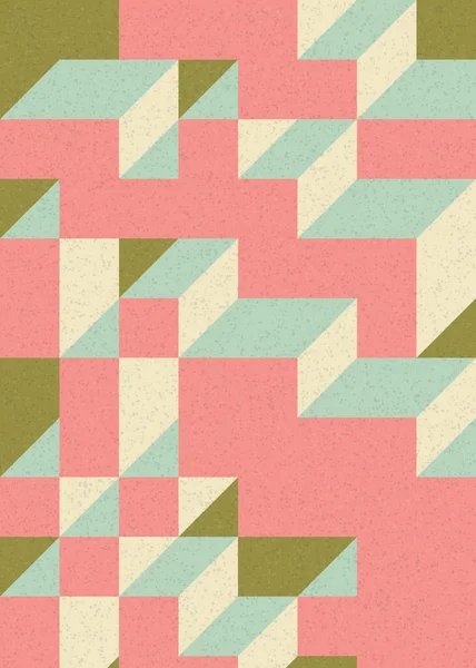 Soyut geometrik arkaplan. Edward Zajecs 2. Cubo 'nun 1971' deki uygulaması. Esasen 8 taştan oluşan bir Truchet fayans seti ve yerleştirme sanatı illüstrasyonu için kurallar 