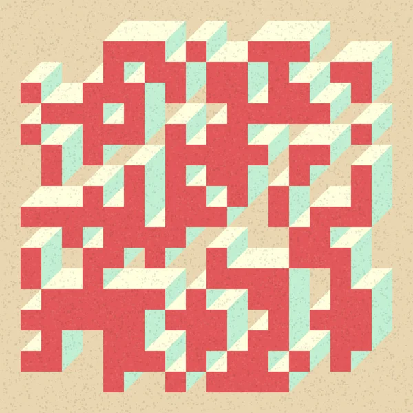 Soyut geometrik arkaplan. Edward Zajecs 2. Cubo 'nun 1971' deki uygulaması. Esasen 8 taştan oluşan bir Truchet fayans seti ve yerleştirme sanatı illüstrasyonu için kurallar 