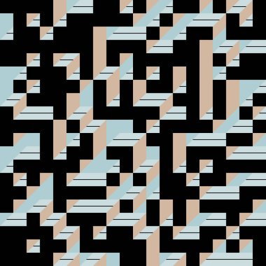 Soyut geometrik arkaplan. Edward Zajecs 2. Cubo 'nun 1971' deki uygulaması. Esasen 8 taştan oluşan bir Truchet fayans seti ve yerleştirme sanatı illüstrasyonu için kurallar 