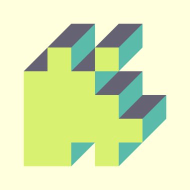 Edward Zajecs 2. Cubo 'nun 1971' deki uygulaması. Esasen 8 taştan oluşan bir Truchet fayans seti ve yerleştirme sanatı illüstrasyonu için kurallar  