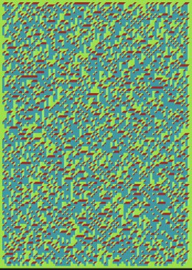 Edward Zajec 'in 1971' deki Il Cubo 'sunun uygulanması. Esasen 8 taştan oluşan bir Truchet fayans seti ve yerleştirme sanatı illüstrasyonu için kurallar