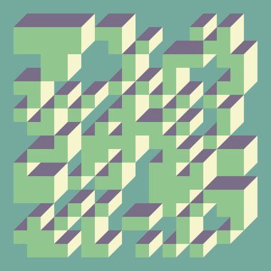 Edward Zajec 'in 1971' deki Il Cubo 'sunun uygulanması. Esasen 8 taştan oluşan bir Truchet fayans seti ve yerleştirme sanatı illüstrasyonu için kurallar