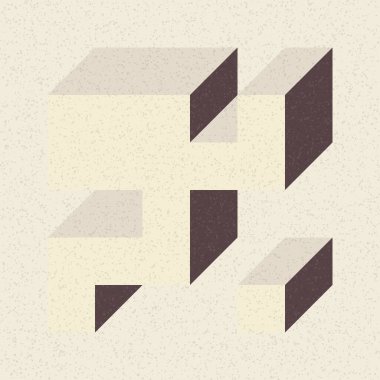 Soyut geometrik arkaplan. Edward Zajecs 2. Cubo 'nun 1971' deki uygulaması. Esasen 8 taştan oluşan bir Truchet fayans seti ve yerleştirme sanatı illüstrasyonu için kurallar 