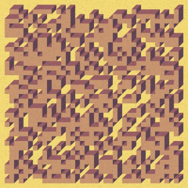 Soyut geometrik arkaplan. Edward Zajecs 2. Cubo 'nun 1971' deki uygulaması. Esasen 8 taştan oluşan bir Truchet fayans seti ve yerleştirme sanatı illüstrasyonu için kurallar 