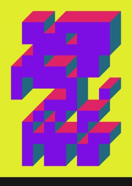 Edward Zajec 'in 1971' deki Il Cubo 'sunun uygulanması. Esasen 8 taştan oluşan bir Truchet fayans seti ve yerleştirme sanatı illüstrasyonu için kurallar