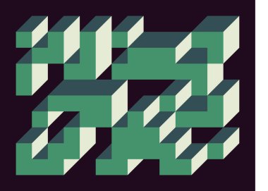 Edward Zajecs 2. Cubo 'nun 1971' deki uygulaması. Esasen 8 taştan oluşan bir Truchet fayans seti ve yerleştirme sanatı illüstrasyonu için kurallar 