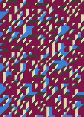 Soyut geometrik arkaplan. Edward Zajecs 2. Cubo 'nun 1971' deki uygulaması. Esasen 8 taştan oluşan bir Truchet fayans seti ve yerleştirme sanatı illüstrasyonu için kurallar 