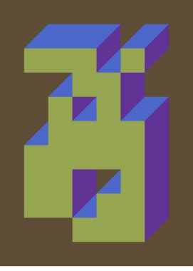 Edward Zajecs 2. Cubo 'nun 1971' deki uygulaması. Esasen 8 taştan oluşan bir Truchet fayans seti ve yerleştirme sanatı illüstrasyonu için kurallar  