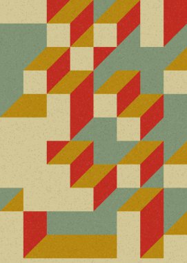 Soyut geometrik arkaplan. Edward Zajecs 2. Cubo 'nun 1971' deki uygulaması. Esasen 8 taştan oluşan bir Truchet fayans seti ve yerleştirme sanatı illüstrasyonu için kurallar 