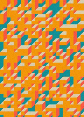 Soyut geometrik arkaplan. Edward Zajecs 2. Cubo 'nun 1971' deki uygulaması. Esasen 8 taştan oluşan bir Truchet fayans seti ve yerleştirme sanatı illüstrasyonu için kurallar 