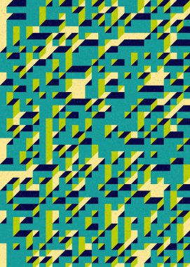Soyut geometrik arkaplan. Edward Zajecs 2. Cubo 'nun 1971' deki uygulaması. Esasen 8 taştan oluşan bir Truchet fayans seti ve yerleştirme sanatı illüstrasyonu için kurallar 