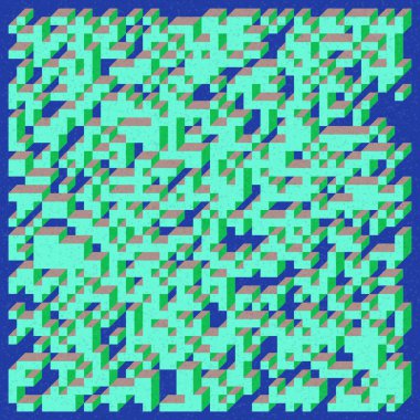 Edward Zajecs 2. Cubo 'nun 1971' deki uygulaması. Esasen 8 taştan oluşan bir Truchet fayans seti ve yerleştirme sanatı illüstrasyonu için kurallar  