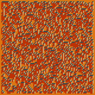 Edward Zajec 'in 1971' deki Il Cubo 'sunun uygulanması. Esasen 8 taştan oluşan bir Truchet fayans seti ve yerleştirme sanatı illüstrasyonu için kurallar