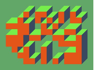 Edward Zajecs 2. Cubo 'nun 1971' deki uygulaması. Esasen 8 taştan oluşan bir Truchet fayans seti ve yerleştirme sanatı illüstrasyonu için kurallar 