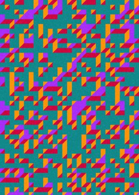 Soyut geometrik arkaplan. Edward Zajecs 2. Cubo 'nun 1971' deki uygulaması. Esasen 8 taştan oluşan bir Truchet fayans seti ve yerleştirme sanatı illüstrasyonu için kurallar 