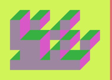 Edward Zajec 'in 1971' deki Il Cubo 'sunun uygulanması. Esasen 8 taştan oluşan bir Truchet fayans seti ve yerleştirme sanatı illüstrasyonu için kurallar