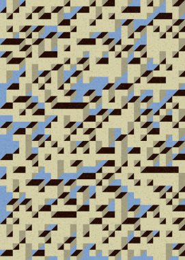 Soyut geometrik arkaplan. Edward Zajecs 2. Cubo 'nun 1971' deki uygulaması. Esasen 8 taştan oluşan bir Truchet fayans seti ve yerleştirme sanatı illüstrasyonu için kurallar 