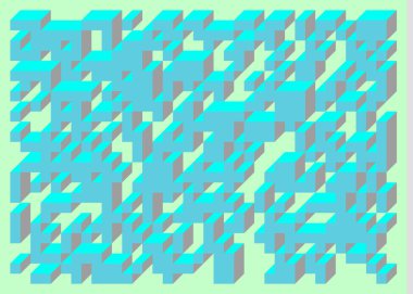 Edward Zajecs 2. Cubo 'nun 1971' deki uygulaması. Esasen 8 taştan oluşan bir Truchet fayans seti ve yerleştirme sanatı illüstrasyonu için kurallar 