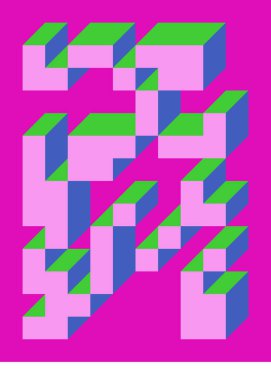 Edward Zajec 'in 1971' deki Il Cubo 'sunun uygulanması. Esasen 8 taştan oluşan bir Truchet fayans seti ve yerleştirme sanatı illüstrasyonu için kurallar