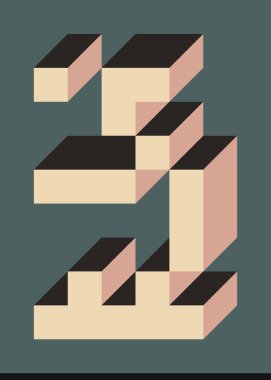 Edward Zajec 'in 1971' deki Il Cubo 'sunun uygulanması. Esasen 8 taştan oluşan bir Truchet fayans seti ve yerleştirme sanatı illüstrasyonu için kurallar