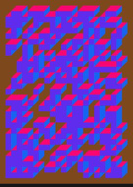 Edward Zajec 'in 1971' deki Il Cubo 'sunun uygulanması. Esasen 8 taştan oluşan bir Truchet fayans seti ve yerleştirme sanatı illüstrasyonu için kurallar