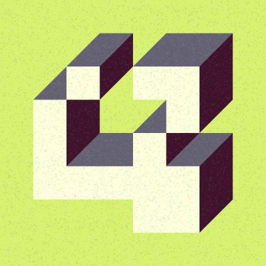 Soyut geometrik arkaplan. Edward Zajecs 2. Cubo 'nun 1971' deki uygulaması. Esasen 8 taştan oluşan bir Truchet fayans seti ve yerleştirme sanatı illüstrasyonu için kurallar 