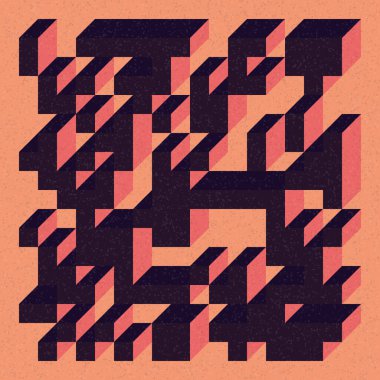 Edward Zajecs 2. Cubo 'nun 1971' deki uygulaması. Esasen 8 taştan oluşan bir Truchet fayans seti ve yerleştirme sanatı illüstrasyonu için kurallar  