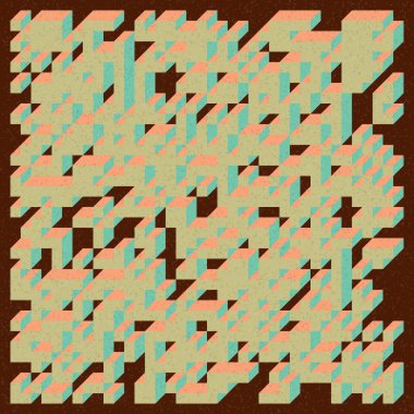 Soyut geometrik arkaplan. Edward Zajecs 2. Cubo 'nun 1971' deki uygulaması. Esasen 8 taştan oluşan bir Truchet fayans seti ve yerleştirme sanatı illüstrasyonu için kurallar 