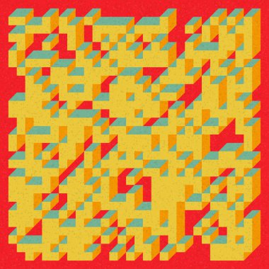 Soyut geometrik arkaplan. Edward Zajecs 2. Cubo 'nun 1971' deki uygulaması. Esasen 8 taştan oluşan bir Truchet fayans seti ve yerleştirme sanatı illüstrasyonu için kurallar 