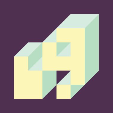 Soyut geometrik arkaplan. Edward Zajecs 2. Cubo 'nun 1971' deki uygulaması. Esasen 8 taştan oluşan bir Truchet fayans seti ve yerleştirme sanatı illüstrasyonu için kurallar 