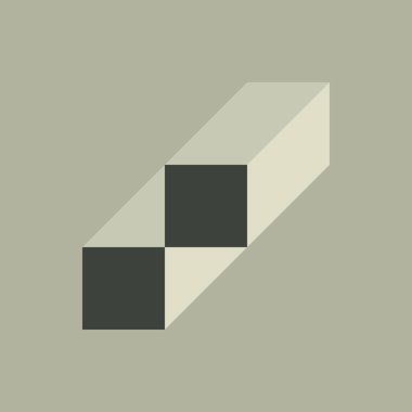 Edward Zajec 'in 1971' deki Il Cubo 'sunun uygulanması. Esasen 8 taştan oluşan bir Truchet fayans seti ve yerleştirme sanatı illüstrasyonu için kurallar