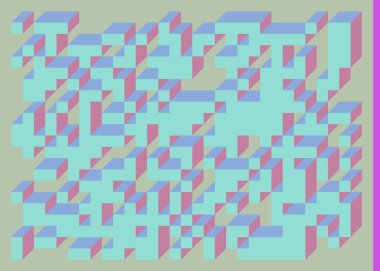 Edward Zajecs 2. Cubo 'nun 1971' deki uygulaması. Esasen 8 taştan oluşan bir Truchet fayans seti ve yerleştirme sanatı illüstrasyonu için kurallar  