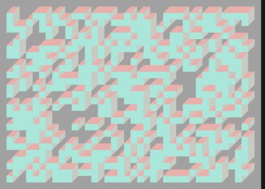 Edward Zajec 'in 1971' deki Il Cubo 'sunun uygulanması. Esasen 8 taştan oluşan bir Truchet fayans seti ve yerleştirme sanatı illüstrasyonu için kurallar