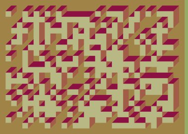 Edward Zajec 'in 1971' deki Il Cubo 'sunun uygulanması. Esasen 8 taştan oluşan bir Truchet fayans seti ve yerleştirme sanatı illüstrasyonu için kurallar