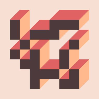 Soyut geometrik arkaplan. Edward Zajecs 2. Cubo 'nun 1971' deki uygulaması. Esasen 8 taştan oluşan bir Truchet fayans seti ve yerleştirme sanatı illüstrasyonu için kurallar 