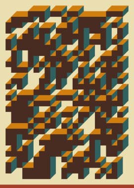 Edward Zajec 'in 1971' deki Il Cubo 'sunun uygulanması. Esasen 8 taştan oluşan bir Truchet fayans seti ve yerleştirme sanatı illüstrasyonu için kurallar