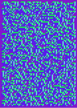 Edward Zajec 'in 1971' deki Il Cubo 'sunun uygulanması. Esasen 8 taştan oluşan bir Truchet fayans seti ve yerleştirme sanatı illüstrasyonu için kurallar