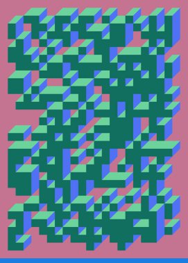 Edward Zajec 'in 1971' deki Il Cubo 'sunun uygulanması. Esasen 8 taştan oluşan bir Truchet fayans seti ve yerleştirme sanatı illüstrasyonu için kurallar