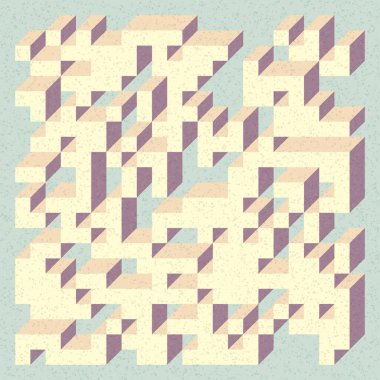 Soyut geometrik arkaplan. Edward Zajecs 2. Cubo 'nun 1971' deki uygulaması. Esasen 8 taştan oluşan bir Truchet fayans seti ve yerleştirme sanatı illüstrasyonu için kurallar 