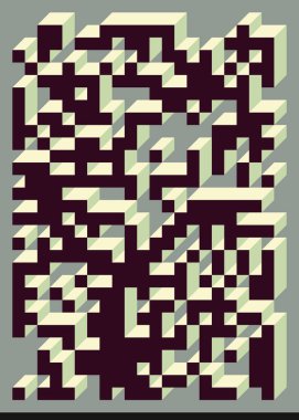 Edward Zajec 'in 1971' deki Il Cubo 'sunun uygulanması. Esasen 8 taştan oluşan bir Truchet fayans seti ve yerleştirme sanatı illüstrasyonu için kurallar