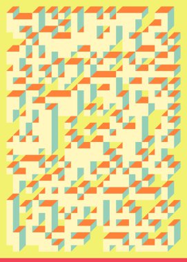 Edward Zajec 'in 1971' deki Il Cubo 'sunun uygulanması. Esasen 8 taştan oluşan bir Truchet fayans seti ve yerleştirme sanatı illüstrasyonu için kurallar