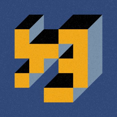 Soyut geometrik arkaplan. Edward Zajecs 2. Cubo 'nun 1971' deki uygulaması. Esasen 8 taştan oluşan bir Truchet fayans seti ve yerleştirme sanatı illüstrasyonu için kurallar 