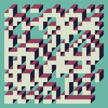 Edward Zajecs 2. Cubo 'nun 1971' deki uygulaması. Esasen 8 taştan oluşan bir Truchet fayans seti ve yerleştirme sanatı illüstrasyonu için kurallar  