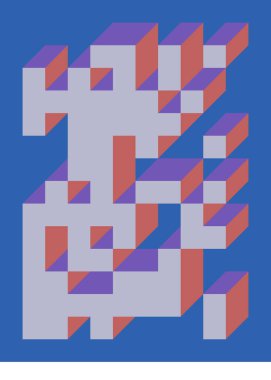 Edward Zajec 'in 1971' deki Il Cubo 'sunun uygulanması. Esasen 8 taştan oluşan bir Truchet fayans seti ve yerleştirme sanatı illüstrasyonu için kurallar